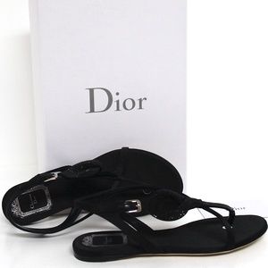 Black Christian Sandal Satin Sequin Slipper Flats